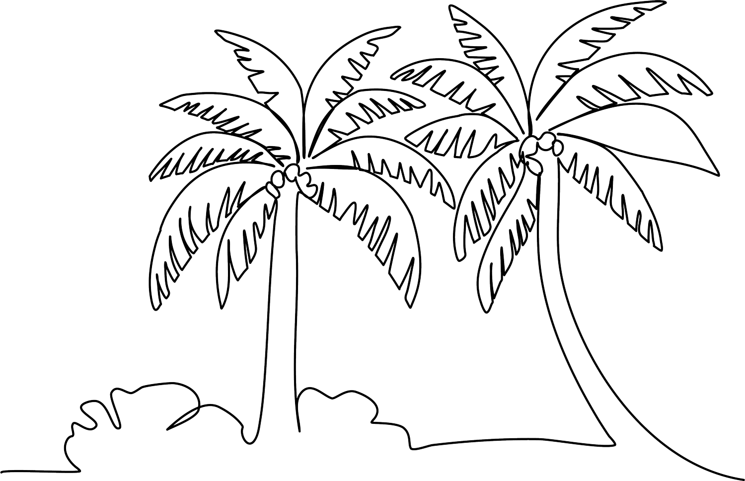 Palm Tree Line Drawing